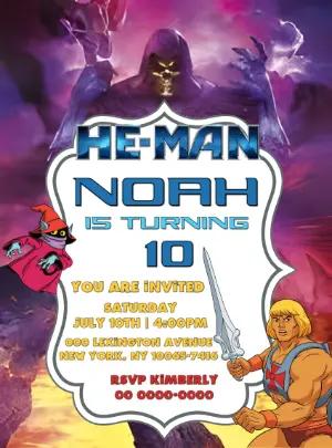 He-Man Birthday Invitation with Characters Editable Online
