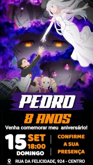 Convite de Aniversário Re:Zero | Modelo Digital Editável