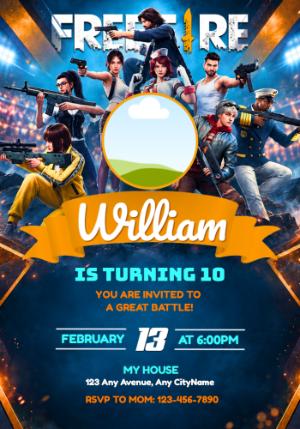 Free Fire Birthday Invitation | Editable Digital Template
