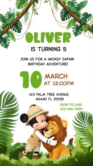 Animated Mickey Safari Birthday Video Invitation