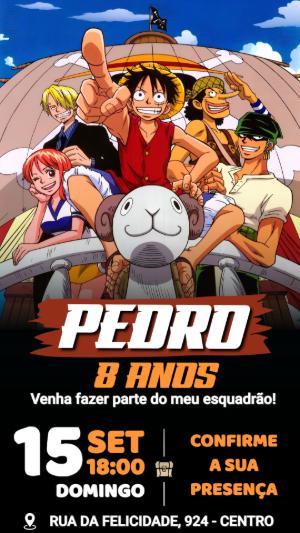 Convite de Aniversário One Piece: Modelo Digital Editável
