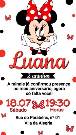Convite de Aniversário Minnie Vermelha Editável