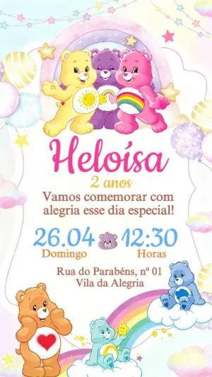 Convite de Aniversário Ursinhos Carinhosos Editável