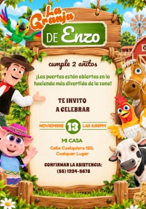 Invitación de Cumpleaños de La Granja de Zenón para Editar