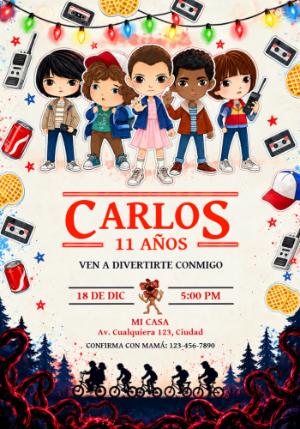 Invitación de Cumpleaños Stranger Things Editable Online