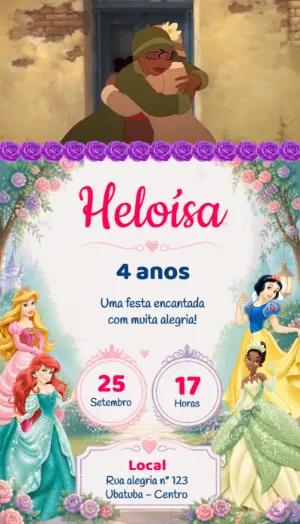 Convite Animado Aniversário Princesas Editável