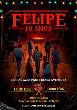 Convite de Aniversário Stranger Things para Editar Online