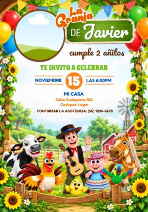 Invitación de Cumpleaños La Granja de Zenón Editable