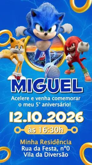 Convite de Aniversário Sonic: Modelo Digital Editável