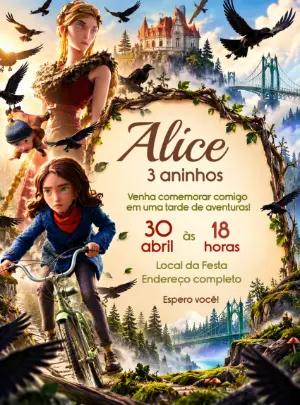 Convite de Aniversário O Bosque Selvagem Editável