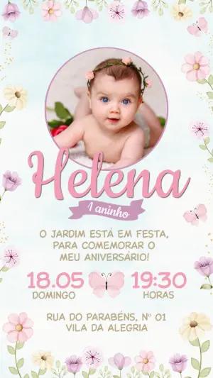 Convite de Aniversário Jardim das Borboletas Editável com Foto