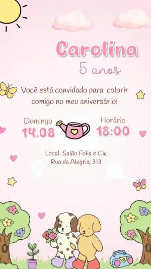 Vídeo Convite Aniversário Bobbie Goods Pintura para Editar