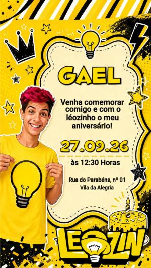 Convite de Aniversário Léozinho dos Rosas Editável para Festa