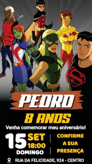 Convite de Aniversário Justiça Jovem Editável