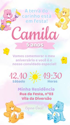 Convite de Aniversário Ursinhos Carinhosos para Editar Online