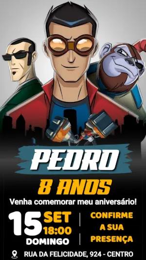 Convite de Aniversário Mutante Rex Editável para Menino