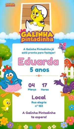 Convite Animado Aniversário Galinha Pintadinha para Editar